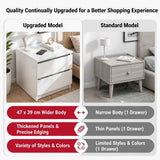 HYGGO Bedside Table Drawer Nightstand Warm White Double Drawer Finger Pull Modern In Australia - Darrahopens