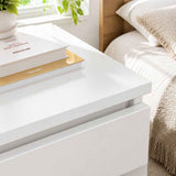 HYGGO Bedside Table Drawer Nightstand Warm White Double Drawer Finger Pull Modern In Australia - Darrahopens