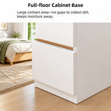 HYGGO Bedside Table Drawer Nightstand Warm White Triple Drawer Finger Pull Modern