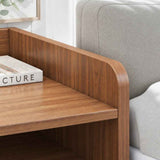 HYGGO Vintage Bedside Table Walnut Nightstand Drawer Open Shelf White Knob 48cm In Australia - Darrahopens