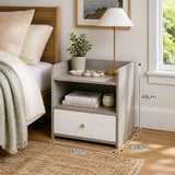 HYGGO Bedside Table Drawer Nightstand Light Gray Wood Grain Storage Tray White 48cm In Australia - Darrahopens