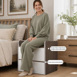 HYGGO Two-Tone Bedside Table Nightstand Light Gray White Drawers Wooden Knobs