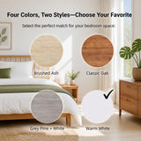 HYGGO Bedside Table Drawer Nightstand Light Gray Wood Grain 3 Drawers Wooden Knobs
