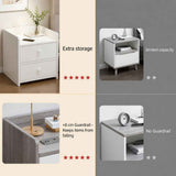 HYGGO White Minimalist Nightstand Double Drawer Bedside Table Wooden Handles Tray In Australia - Darrahopens