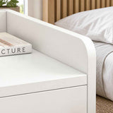 HYGGO White Minimalist Nightstand Double Drawer Bedside Table Wooden Handles Tray In Australia - Darrahopens