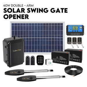Double Swing Gate Opener Automatic Full Solar Power Kit Remote Control