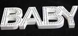 White Baby Nursery 30cm Sign Plaque Plate with Diamantes Newborn Gift Homeware Bedroom Decoration Wall Art