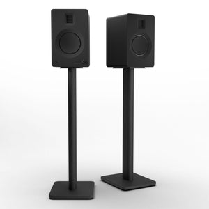 Kanto TUK 260W Powered Bookshelf Speakers with Headphone Out, USB Input, Dedicated Phono Pre-amp, Bluetooth - Pair, Matte Black with SP26PL Black Stand Bundle