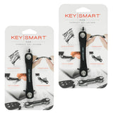 KeySmart Flex Extended - Compact Key Holder and Keychain Organiser (Up to 8 Keys) - Black - 2 Pack