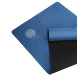 Mandala Yoga Mat Premium Bundle, Includes Yoga Mat 188cm H x 61cm W, Yoga Strap & Steel Hydration Bottle - Midnight Blue