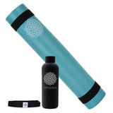 Mandala Yoga Mat Premium Bundle, Includes Yoga Mat 188cm H x 61cm W, Yoga Strap & Steel Hydration Bottle - Teal In Australia - Darrahopens