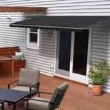 2.92m Black Fabric/Dark Grey Frame Manual Retractable Folding Arm Awning
