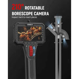 Two-Way Articulating Borescope Camera with Light, 0.25in Slim Probe, Industrial Endoscope Inspection Camera with Light, 5.3FT Flexible Snake Scope for Automotive, HVAC and Aircraft Mechanics