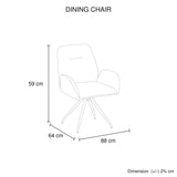 Dining Chair Linen Fabric Upholstered Seat Powder Coated Iron Legs