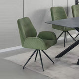 Dining Chair Linen Fabric Upholstered Seat Powder Coated Iron Legs