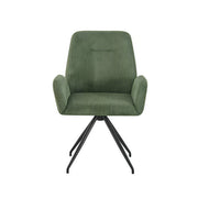Dining Chair Linen Fabric Upholstered Seat Powder Coated Iron Legs