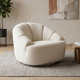 Arm Chair Beige Fabric 360 Degree Swivel