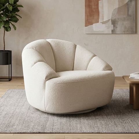 Arm Chair Beige Fabric 360 Degree Swivel
