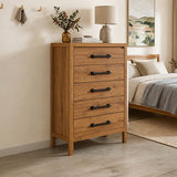 King Bedroom Suite – 5 Piece Set with Dresser & Tallboy in Oak Finish
