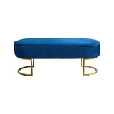 Bench Chair In Blue Velvet Fabric