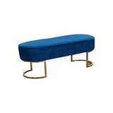 Bench Chair In Blue Velvet Fabric