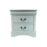 Bedside Table Grey Colour With 2 Drawers Night Stand Solid Wood Metal Handles