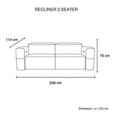 3 Seater Fabric Power Recliner with Power Headrest & Zero-Wall Design