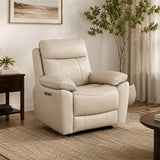 1 Seater Top Grain Leather Electric Recliner Sofa