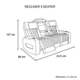 3+1+1 Seater Power Recliner Sofa Set with LED Light In Grey