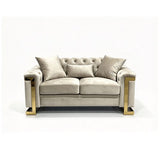 Juliette 3+1+1 Seater Velvet Sofa with Gold Trim in Beige