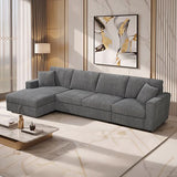 5-Piece Grey Modular Corduroy Sofa with Storage Chaise