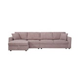 5-Piece Pink Modular Corduroy Sofa with Storage Chaise