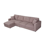 5-Piece Pink Modular Corduroy Sofa with Storage Chaise