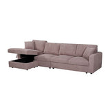 5-Piece Pink Modular Corduroy Sofa with Storage Chaise