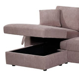 5-Piece Pink Modular Corduroy Sofa with Storage Chaise