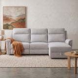 Fabric Electric Recliner Grey Chaise Sofa with Storage