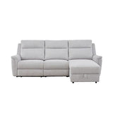 Fabric Electric Recliner Grey Chaise Sofa with Storage