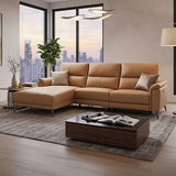 Top Grain Leather Electric Recliner Chaise Sofa with Storage