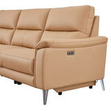 Top Grain Leather Electric Recliner Chaise Sofa with Storage