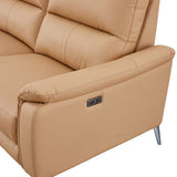Top Grain Leather Electric Recliner Chaise Sofa with Storage