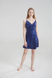 Silk Chemise - Navy Blue, Large - Luxurious Silk Chemise for Women Sleepwear - Soft, Lightweight & Elegant