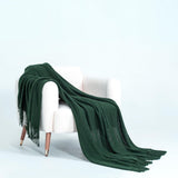 Gioia Casa Micro Plush Knitted Woven Throw Blanket - Forest