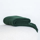 Gioia Casa Micro Plush Knitted Woven Throw Blanket - Forest