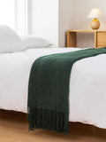 Gioia Casa Micro Plush Knitted Woven Throw Blanket - Forest