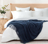 Gioia Casa Micro Plush Knitted Woven Throw Blanket - Navy
