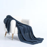 Gioia Casa Micro Plush Knitted Woven Throw Blanket - Navy