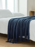 Gioia Casa Micro Plush Knitted Woven Throw Blanket - Navy