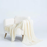 Gioia Casa Micro Plush Knitted Woven Throw Blanket - Snow