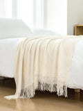 Gioia Casa Micro Plush Knitted Woven Throw Blanket - Snow