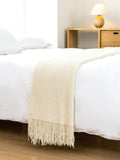 Gioia Casa Micro Plush Knitted Woven Throw Blanket - Snow